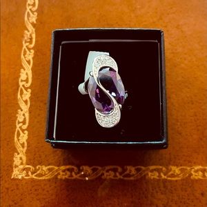 Amethyst and diamond ring